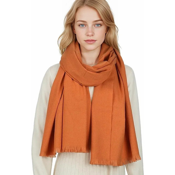 Swat Pany Scarf For Women Winter Pashmina Shawls For Women Wedding Shawls-Ornge - Picture 1 of 7